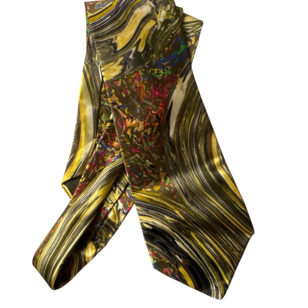 Brioni Silk Tie Made in Italy Watercolor Swirl Style